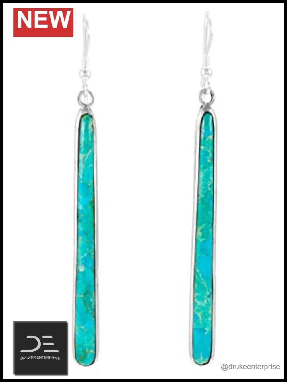 Turquoise Earrings 925 Sterling Silver Drop Dangle Genuine Gemstone